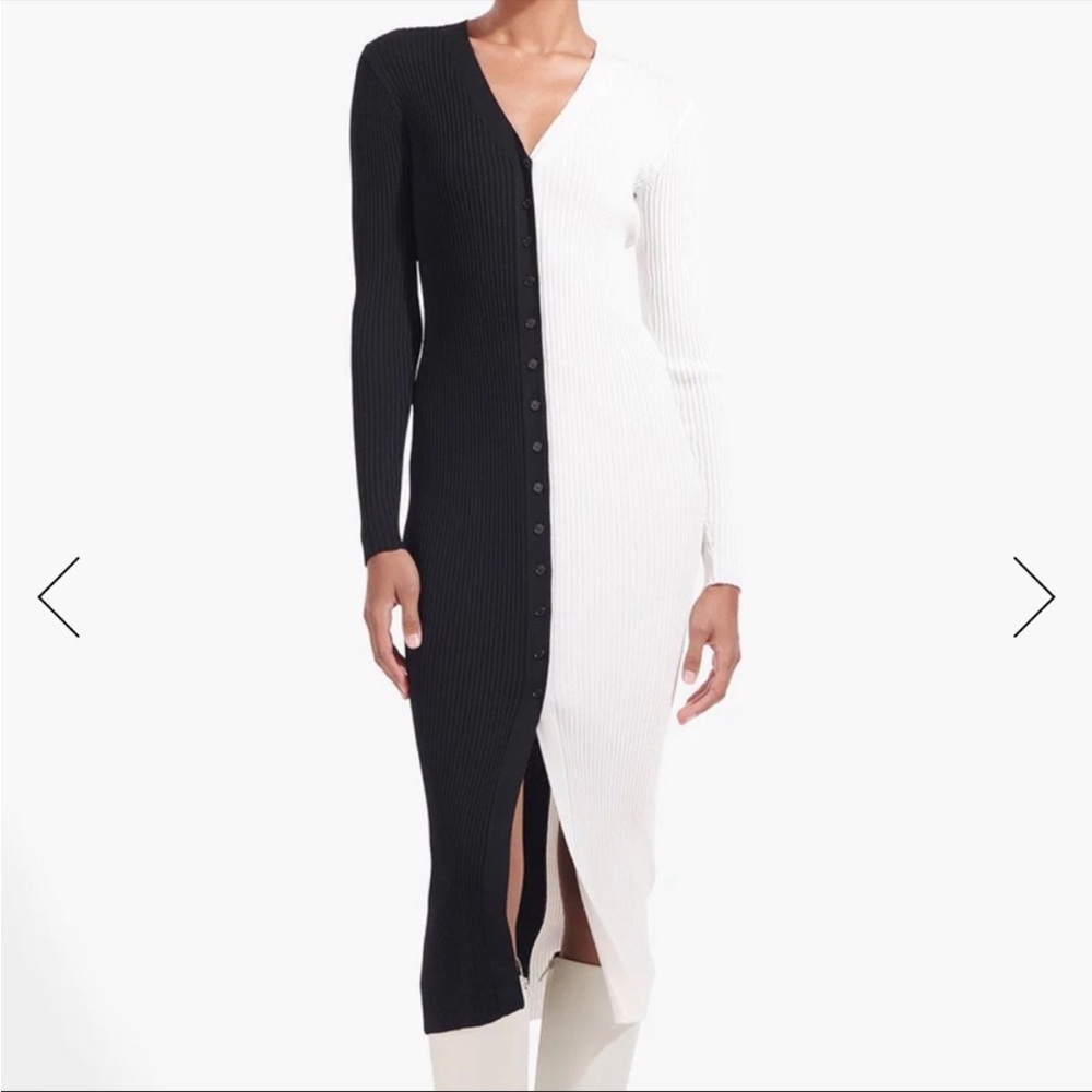 STAUD Shoko Black and white Sweater Dress S